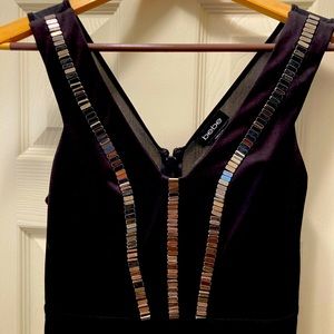 Bebe Black V-neck Beaded Body/Jumpsuit